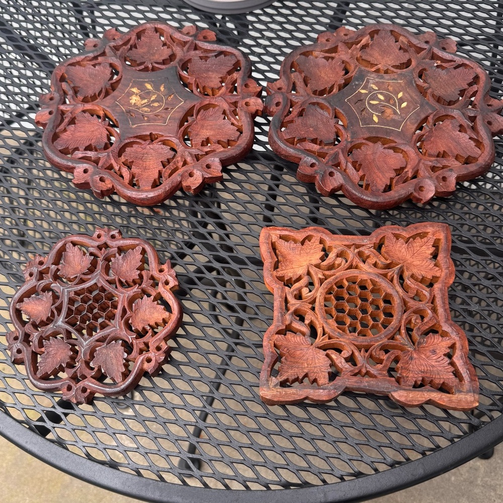 Set of Intricate Wooden Trivets